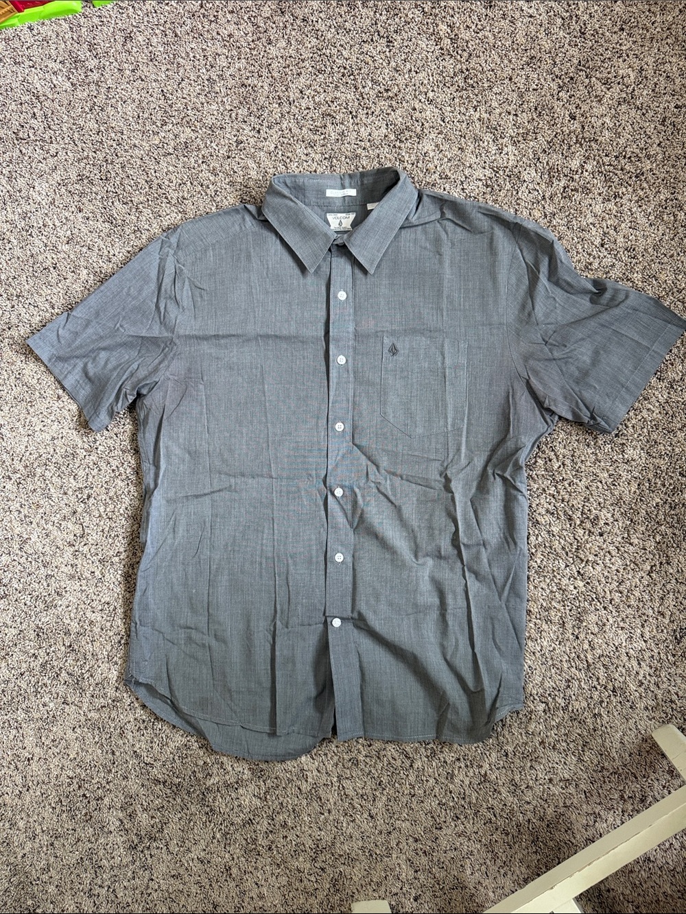 Volcom Men's Short-Sleeve Button-Down Shirt - Gray